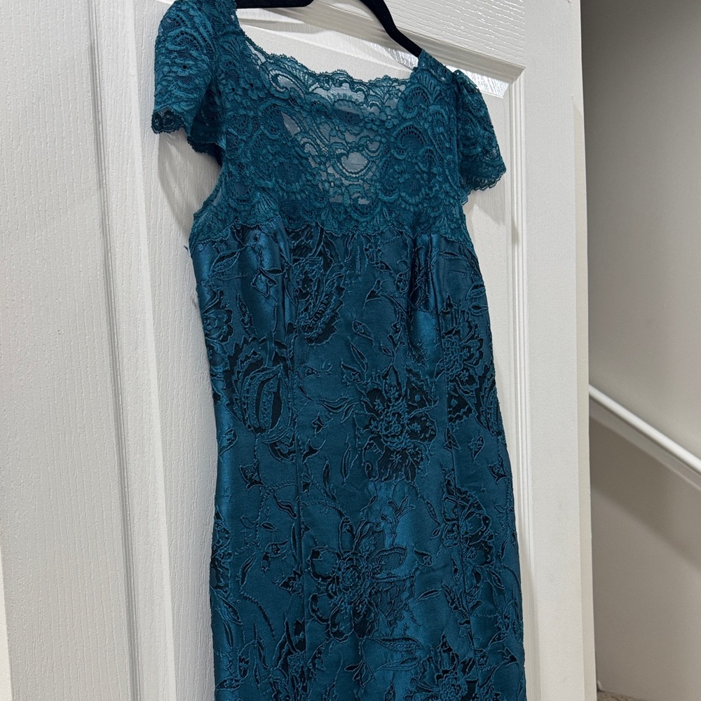 Teri Jon Teal Lace dress